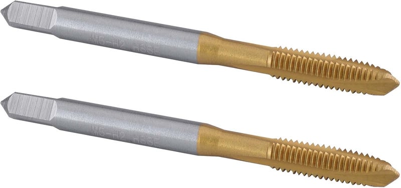 Burkit 2pcs M5 Spiral Point Tap, HSS Titanium coating M5 x 0.8 Spiral Point Plug Threading Tap - Image 1